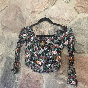 Floral Long Sleeve Crop Top